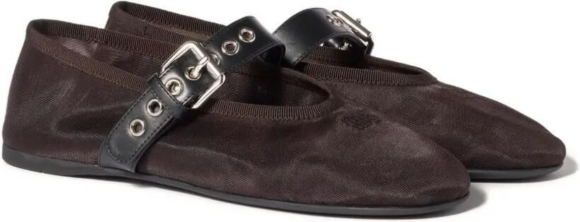 Miu Ballerina's met geborduurd logo en gesp Bruin - Foto 4