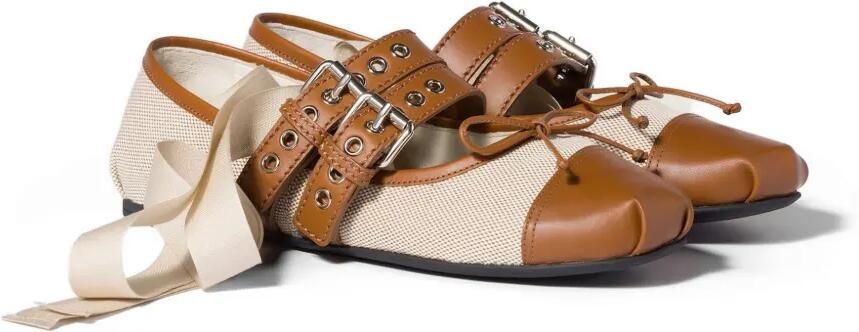 Miu Ballerina's met gespbandje Beige
