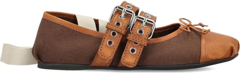 Miu Ballerina's met gespbandje en strikdetail Bruin