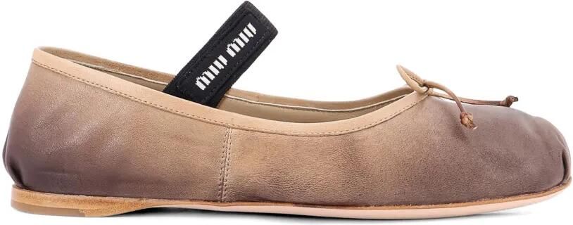 Miu Ballerina's met strikdetail en logoband Beige
