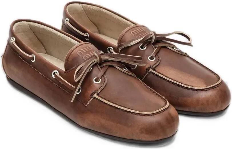 Miu bleached leather deck shoes Bruin - Foto 3