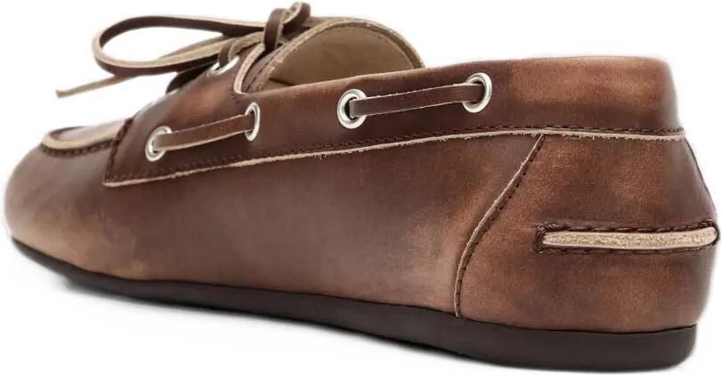 Miu bleached leather deck shoes Bruin - Foto 4