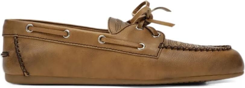 Miu bleached leather deck shoes Bruin
