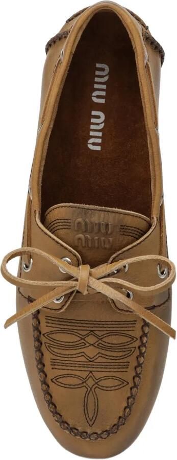 Miu bleached leather deck shoes Bruin - Foto 4