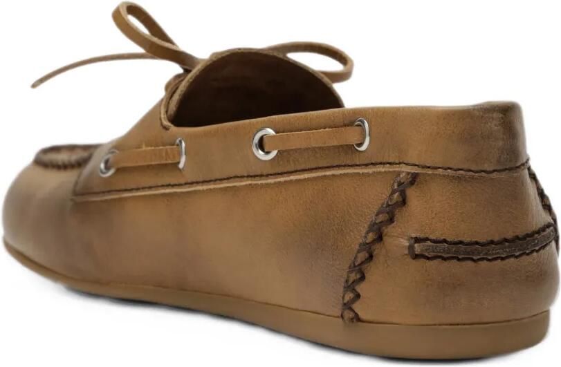 Miu bleached leather deck shoes Bruin - Foto 3