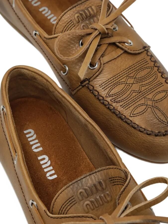Miu bleached leather deck shoes Bruin - Foto 2