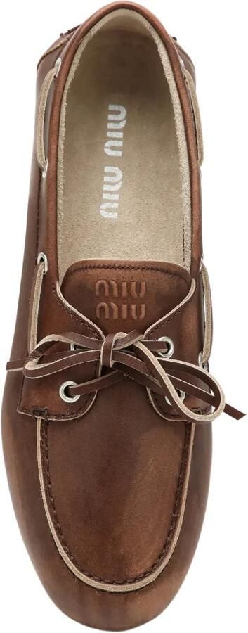 Miu bleached leather deck shoes Bruin - Foto 5