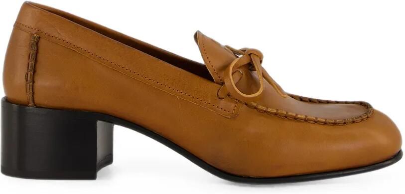 Miu Loafers met strikdetail en blokhak Bruin