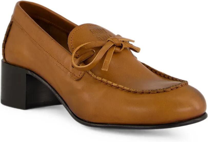 Miu Loafers met strikdetail en blokhak Bruin - Foto 3