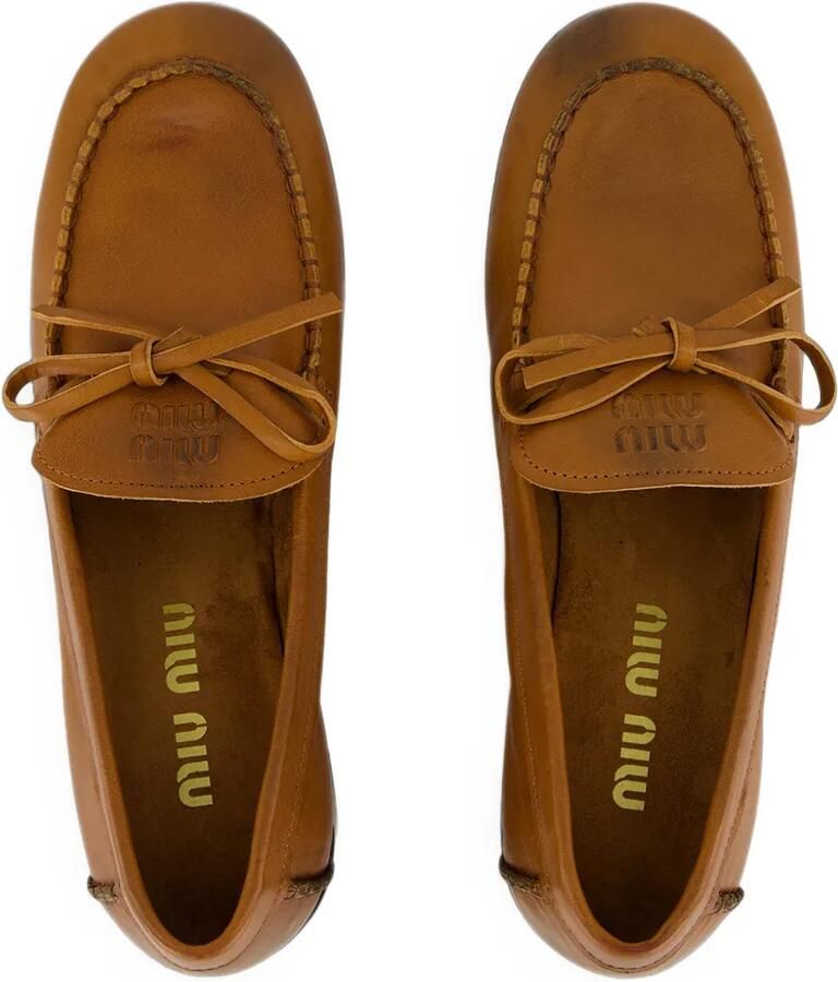 Miu Loafers met strikdetail en blokhak Bruin - Foto 2