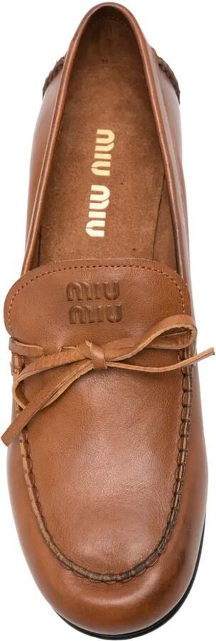 Miu Loafers met strikdetail Bruin - Foto 3