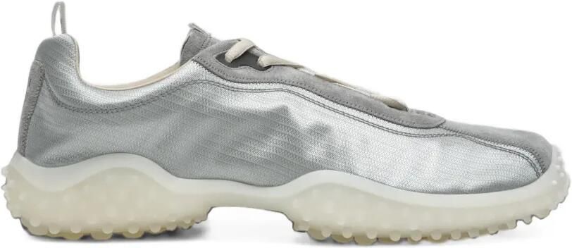 Miu Bubble technical fabric and suede sneakers Zilver