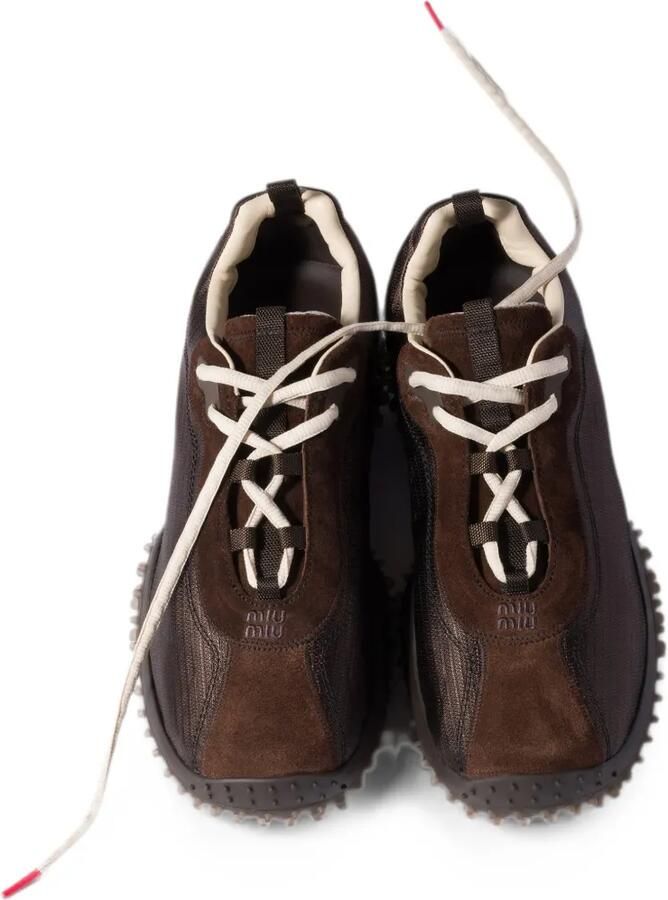 Miu Bubble technische stof en suède sneakers Bruin - Foto 3