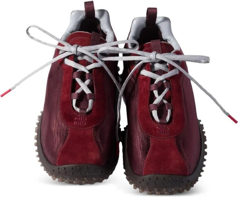 Miu Bubble technische stof en suède sneakers Rood - Foto 3