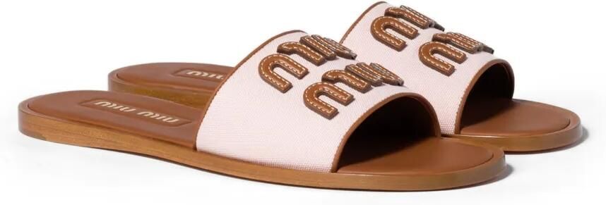 Miu Canvas en leren slippers Roze - Foto 4