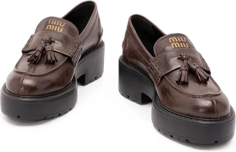 Miu Chunky loafers verfraaid met kwastje Bruin - Foto 3