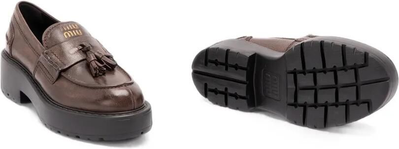Miu Chunky loafers verfraaid met kwastje Bruin - Foto 5