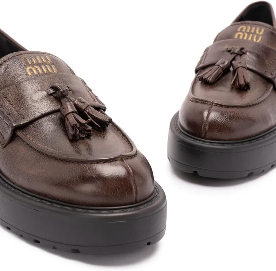 Miu Chunky loafers verfraaid met kwastje Bruin - Foto 2