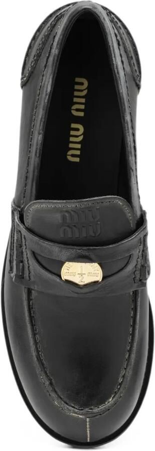 Miu coin-embellished leather loafers Zwart - Foto 4