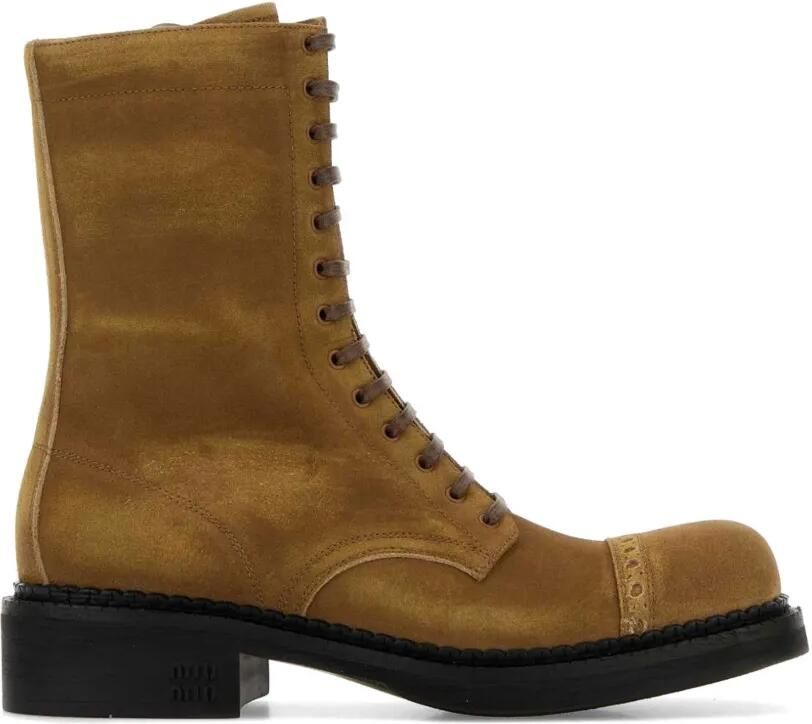 Miu Combat boots met veters Beige