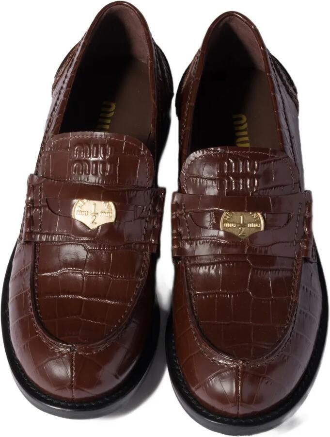 Miu croco-print leather penny loafers Bruin - Foto 2
