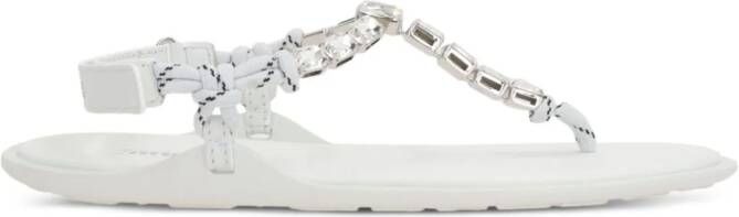 Miu crystal-embellished thong sandals Beige