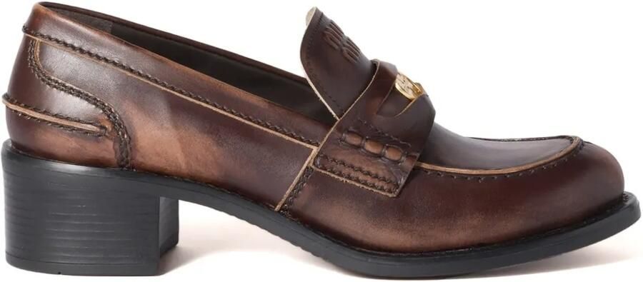 Miu Decò leren loafers Bruin