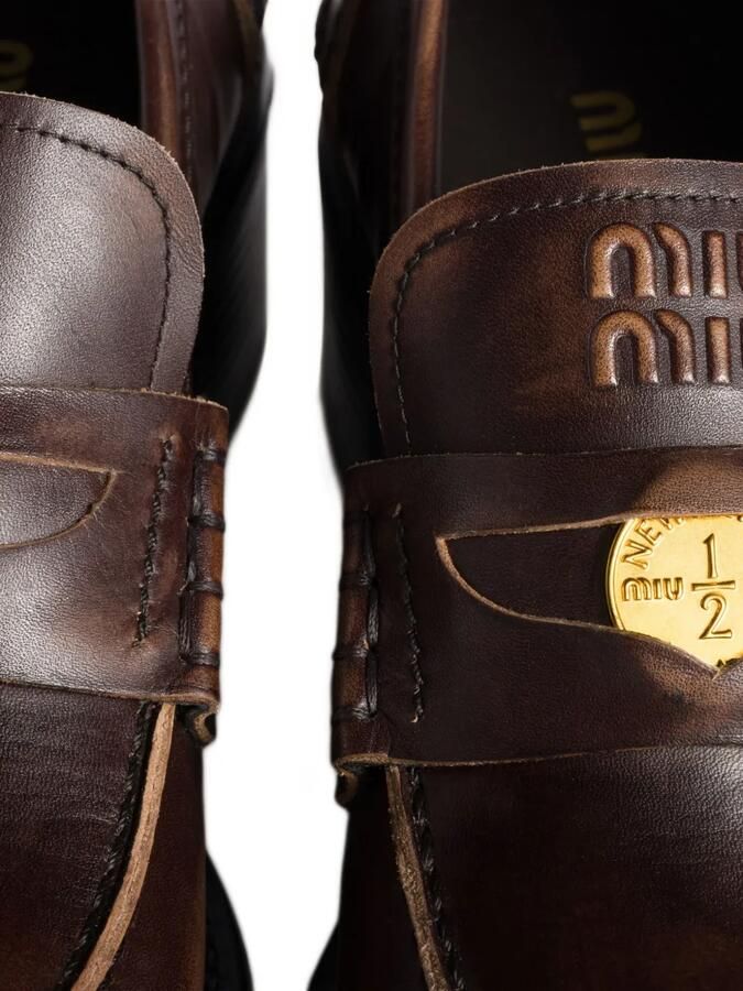 Miu Decò leren loafers Bruin - Foto 3