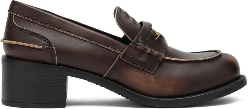 Miu Decò leren loafers Bruin