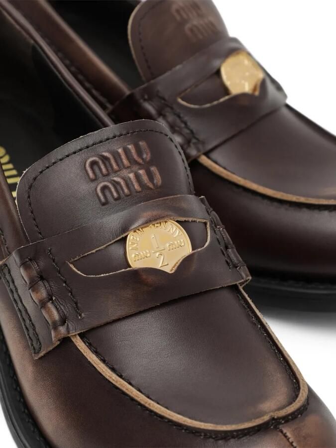 Miu Decò leren loafers Bruin - Foto 2