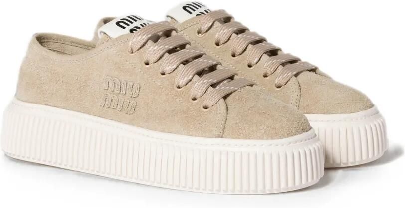 Miu Denim sneakers met logo Beige - Foto 4