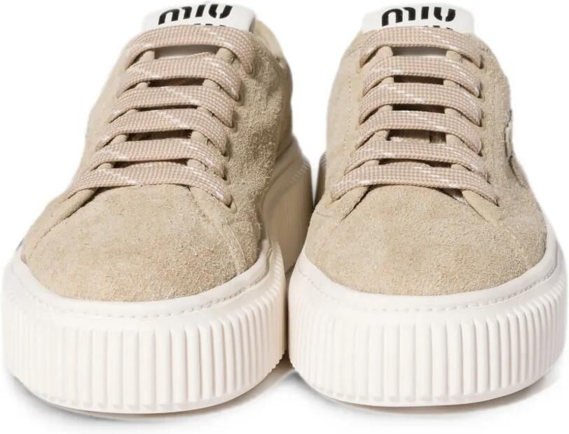 Miu Denim sneakers met logo Beige - Foto 3