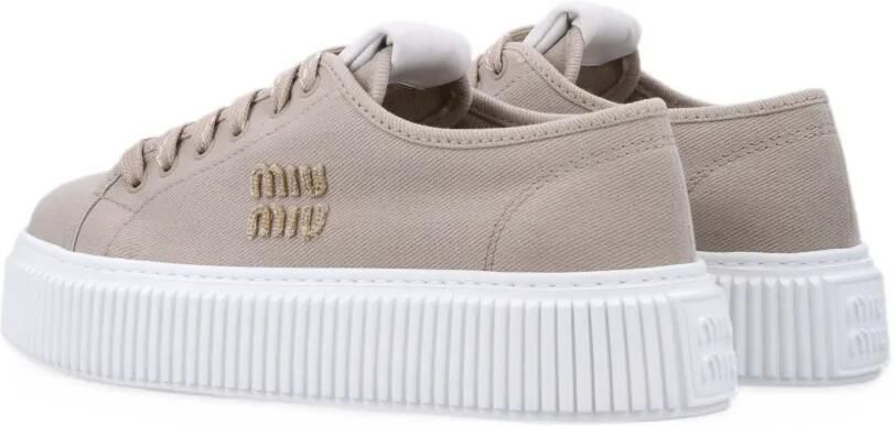 Miu denim sneakers with logo Beige - Foto 3