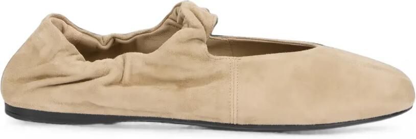 Miu Elastische suède ballerina's Beige