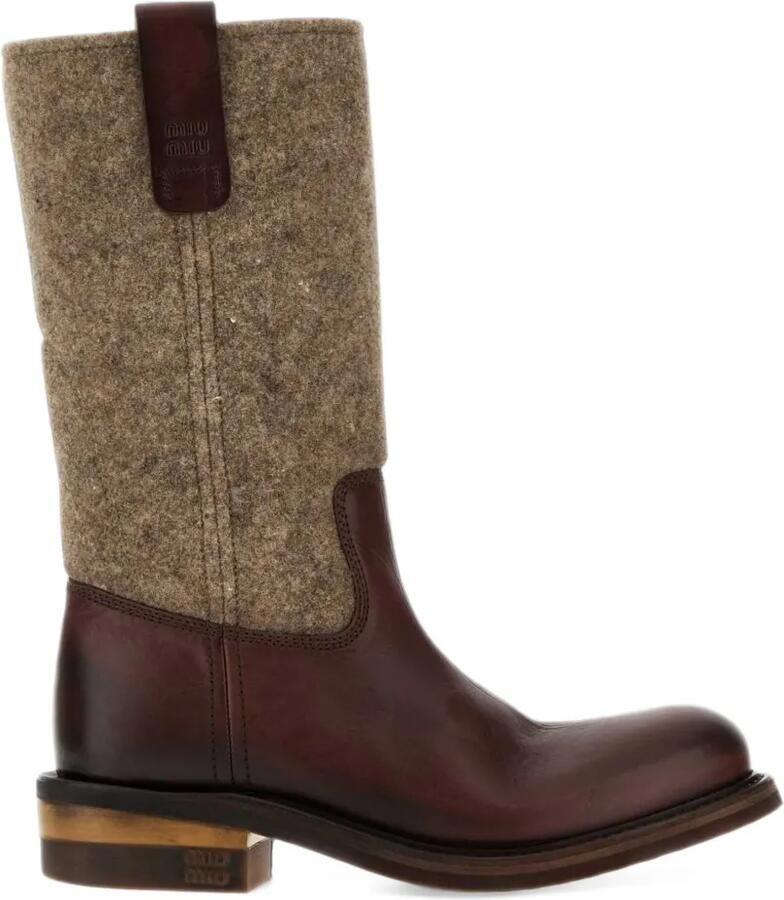 Miu felt leather boots Bruin