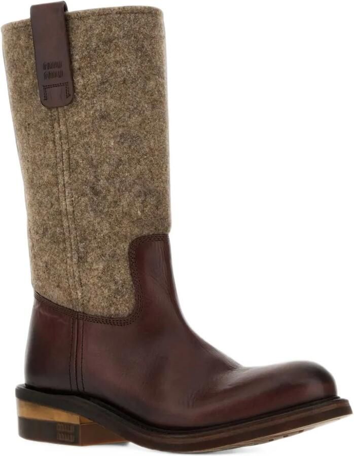 Miu felt leather boots Bruin - Foto 2