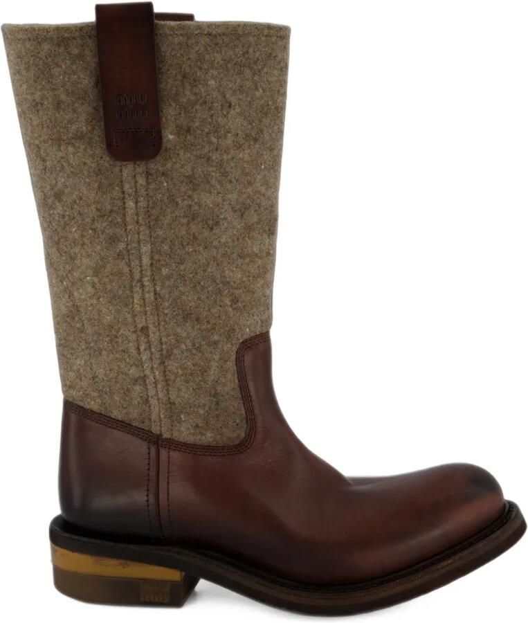 Miu felt panelled leather boots Bruin