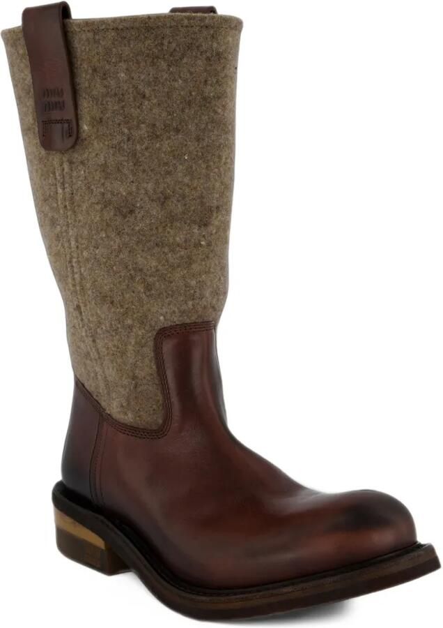 Miu felt panelled leather boots Bruin - Foto 3
