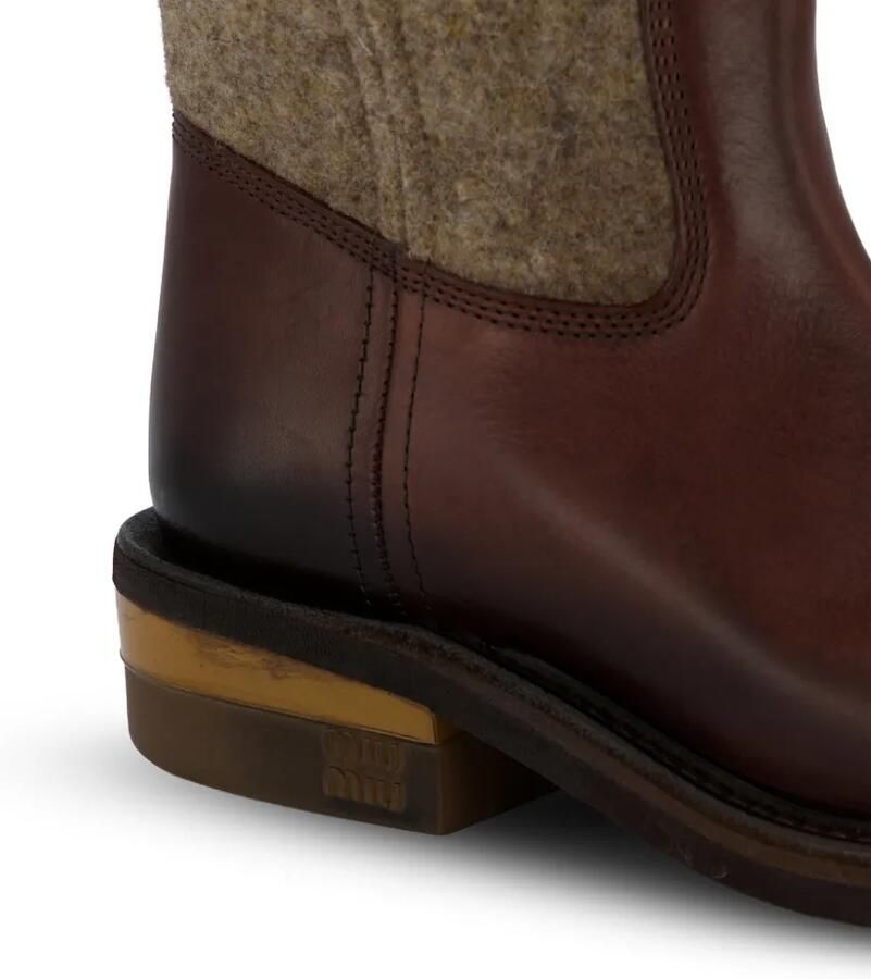Miu felt panelled leather boots Bruin - Foto 2