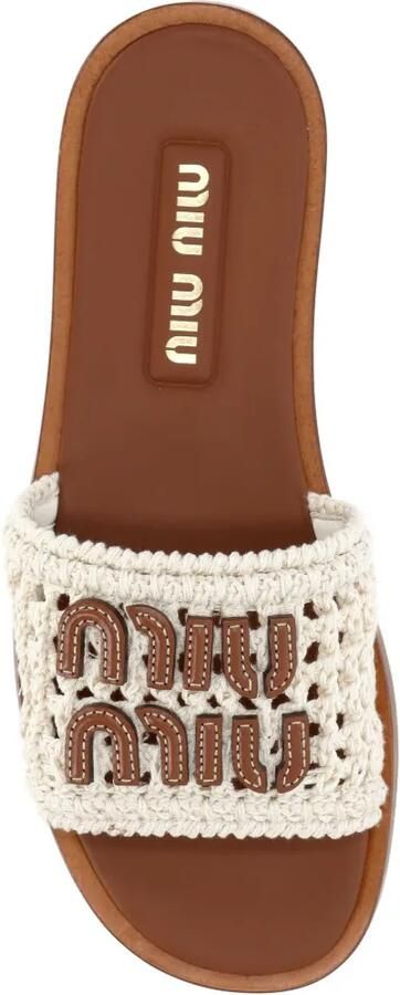 Miu Gehaakte slippers met logo Beige