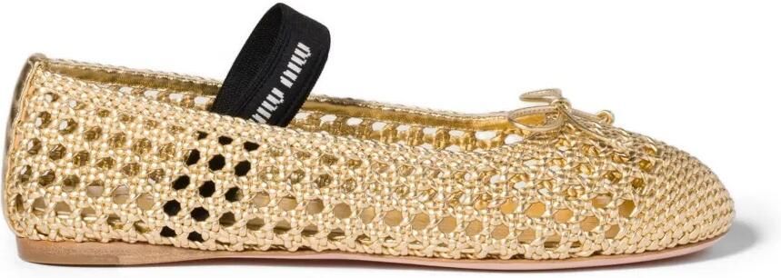 Miu Geweven mordoré ballerina's van nappa leer Goud