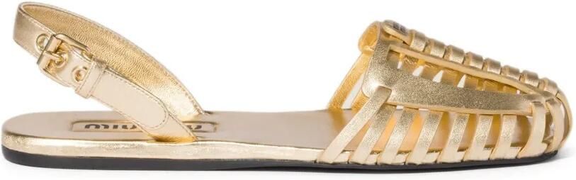 Miu Geweven slingback sandalen Goud