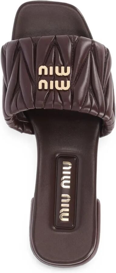 Miu GG leren slippers Bruin