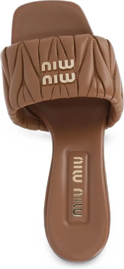 Miu GG leren slippers Bruin