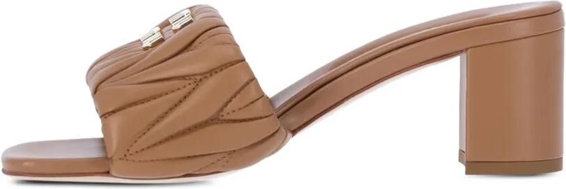 Miu GG leren slippers Bruin - Foto 4