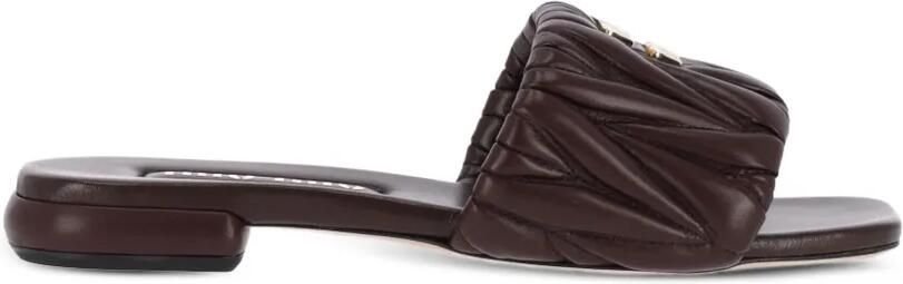 Miu GG leren slippers Bruin - Foto 4
