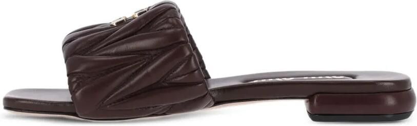 Miu GG leren slippers Bruin - Foto 5