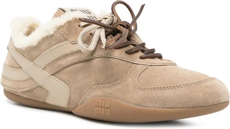 Miu Gymnasium suède en lammy sneakers Beige - Foto 3