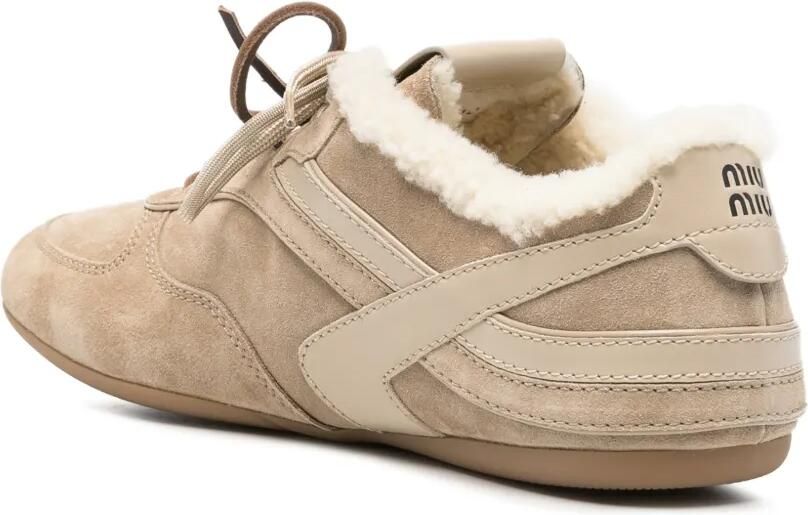 Miu Gymnasium suède en lammy sneakers Beige - Foto 2