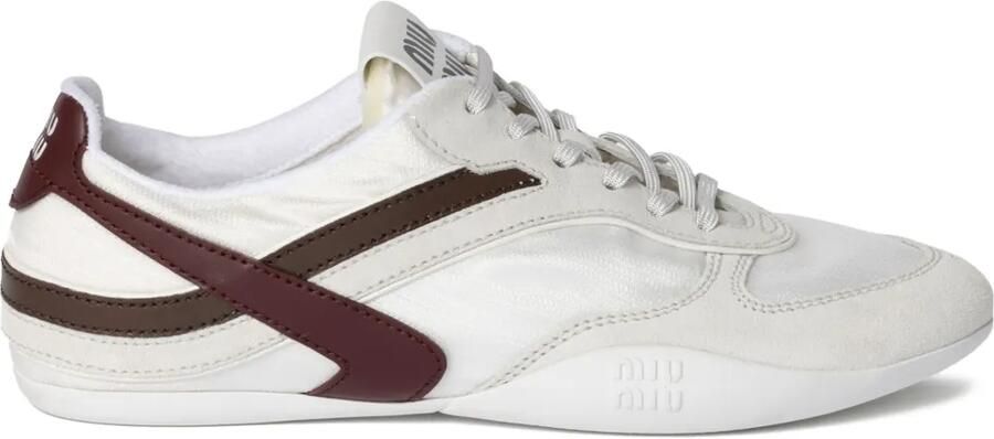 Miu Gymnasium technische stof en suède sneakers Wit
